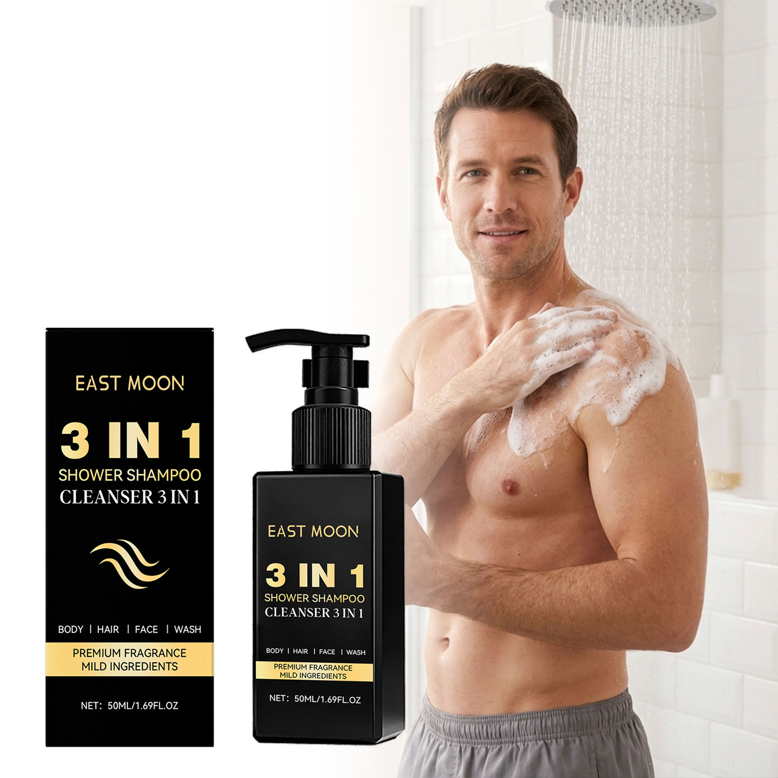 50ml 3 In 1 Shampoo Face Clean - Face Wash Mens ulasan dan harga