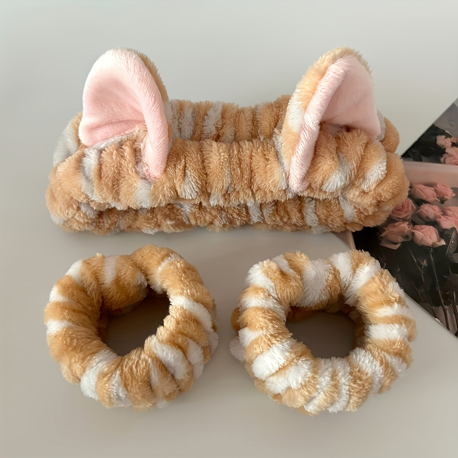 Cute Cat Ears Headband And Wri - Face Wash Mens ulasan dan harga
